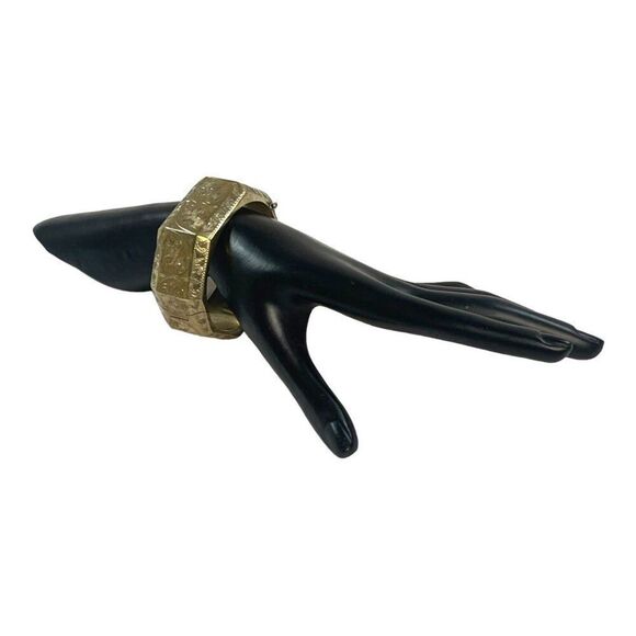 Siam Sterling Silver Hinged Bangle Bracelet VTG Octagon Floral Etched Art Deco - Picture 2 of 10